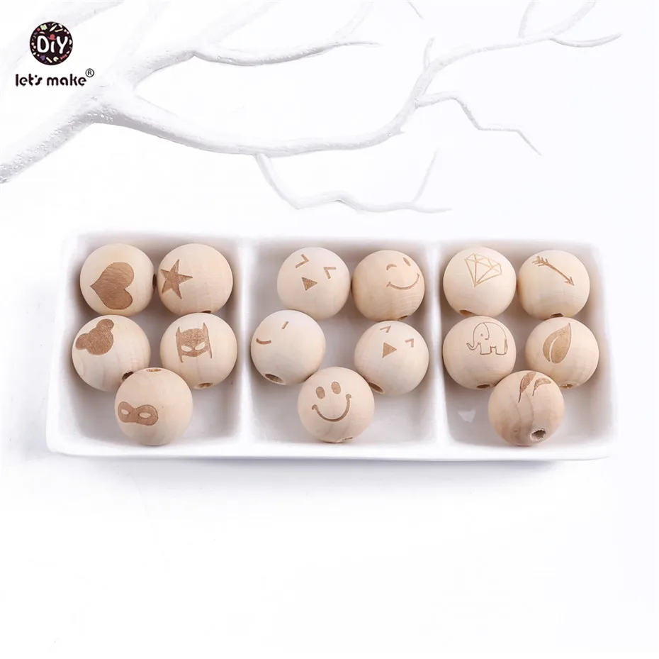 

Let's Make Baby Teether 10pc Maple Wooden Beads Heart Star Food Grade Wooden Teether Nursing Gifts Teething Toys Baby Product