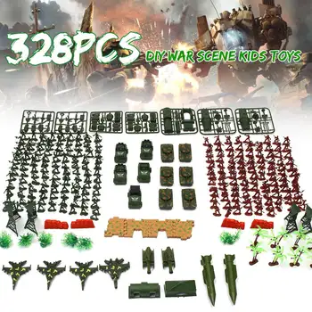 

328Pcs 4cm Model sandbox game Military Plastic Toy Army Men Playset Kit Gift Model Toy For Kids Boys