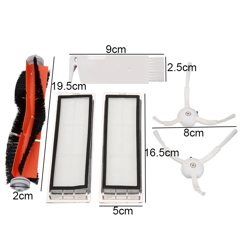 

6Pcs/Set Framed HEPA Filter Main Brush Side Brush Cleaning Tool Kit For Xiaomi Mi Roborock S50 Vacuum Cleaner Replace Part