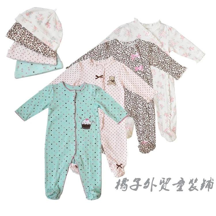 

3PCS/LOT Rompers Baby Girl Clothing Set Cartoon Dot Baby Boy Clothes Newborn Clothes with cap Infant Jumpsuits Kids Clothes 6M