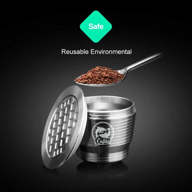 ICafilas для многоразового использования кофе фильтр из нержавеющей стали кофе квадратное отверстие оболочки капсулы Nespresso фильтр для кофе набор