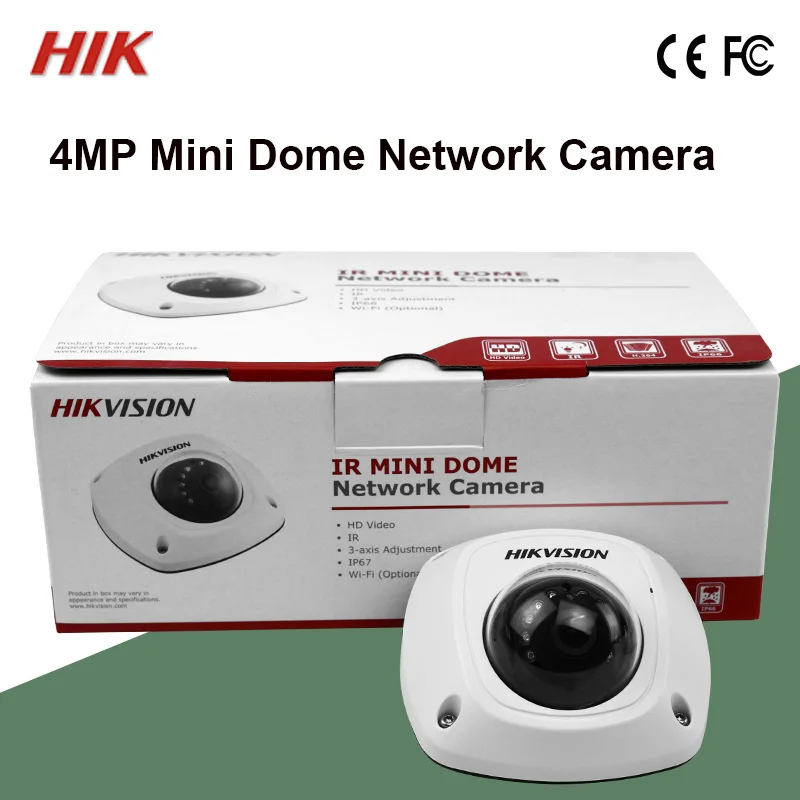 

on sale DS-2CD2542FWD-IWS Hik 4MP Mini Dome WiFi Built-in microphone IK08 IR 10m Audio Output, Alarm I/O IP Camera 3-axis adjust