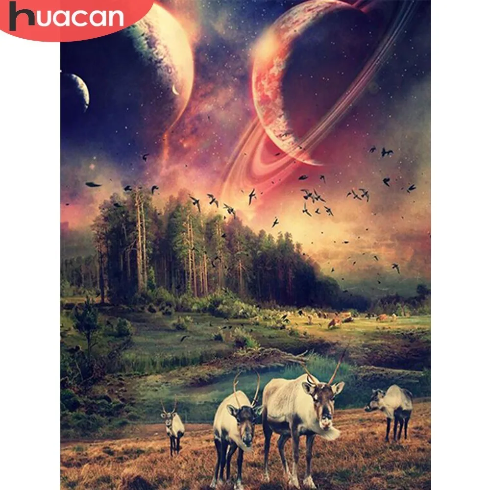 

HUACAN 5D DIY Full Square Diamond Painting Animal Wildebeest Rhinestone Mosaic Diamond Embroidery Cross Stitch Home Decor Gift