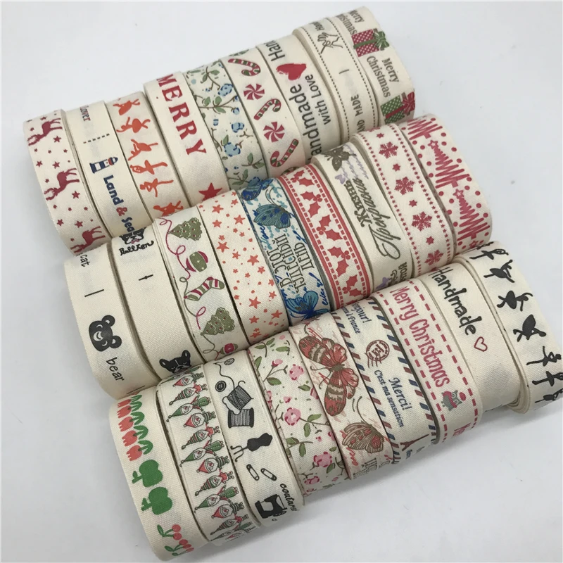 5 ярдов 15 мм Мульти дизайн "ручной работы" печатная хлопковая кружевная лента швейная ткань свадебное украшение подарочная упаковка Рождественская лента
