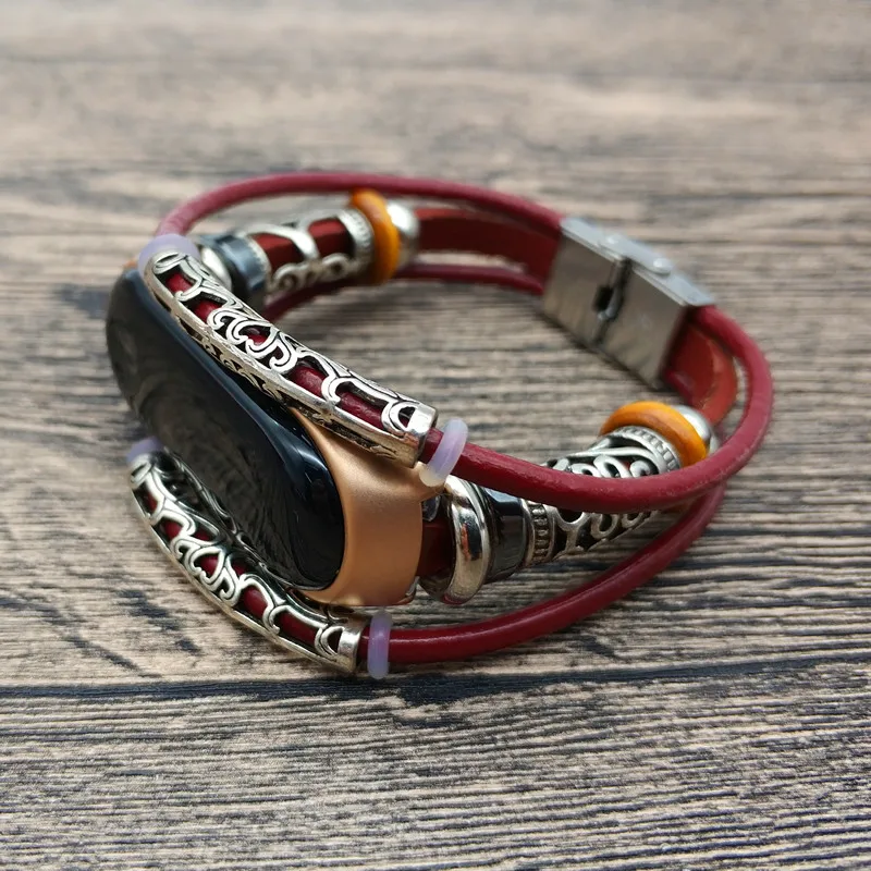 Ремешок для часов Xiaomi Miband3 ретро браслет из натуральной кожи кожаный ремешок Mi Band