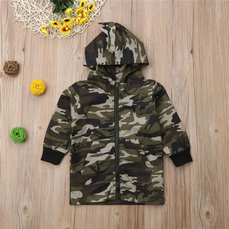 

Emmababy Camouflage Dinosaur Hooded Jackets for Kids Baby Boys Trendy Zipper Clothes Long Sleeve Hoodie Top Coats for Children