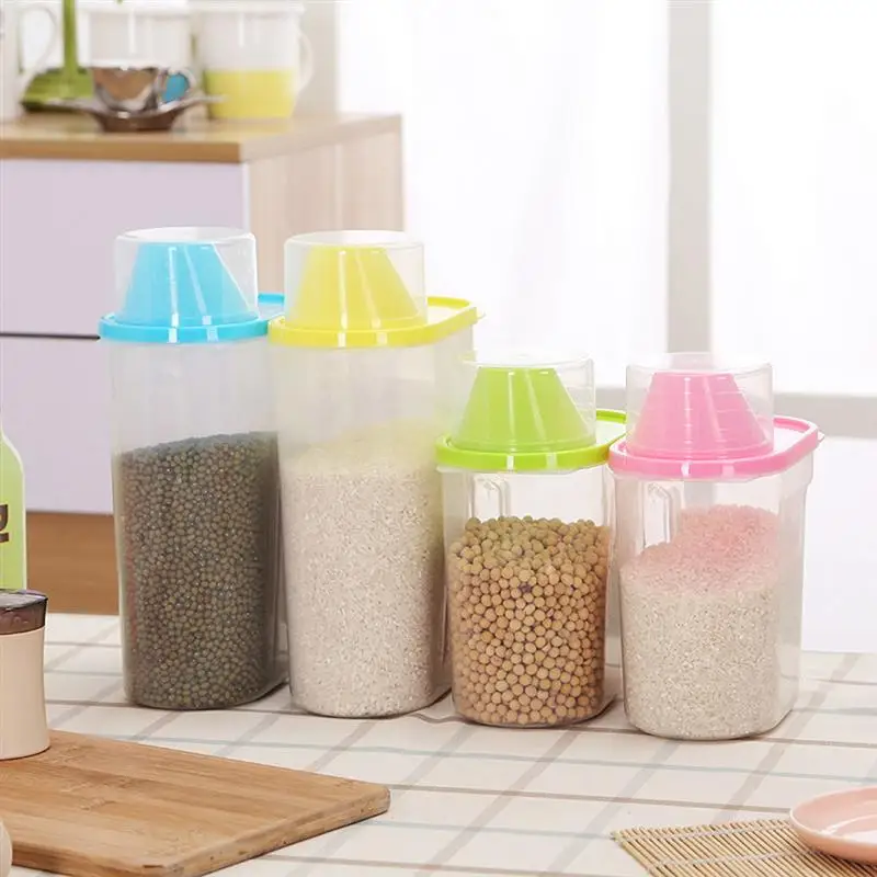 

OUNONA Cereal Container with Pour Spout Measuring Cup Plastic Clear Food Saver Airtight Watertight Cereal Keeper Food Storage