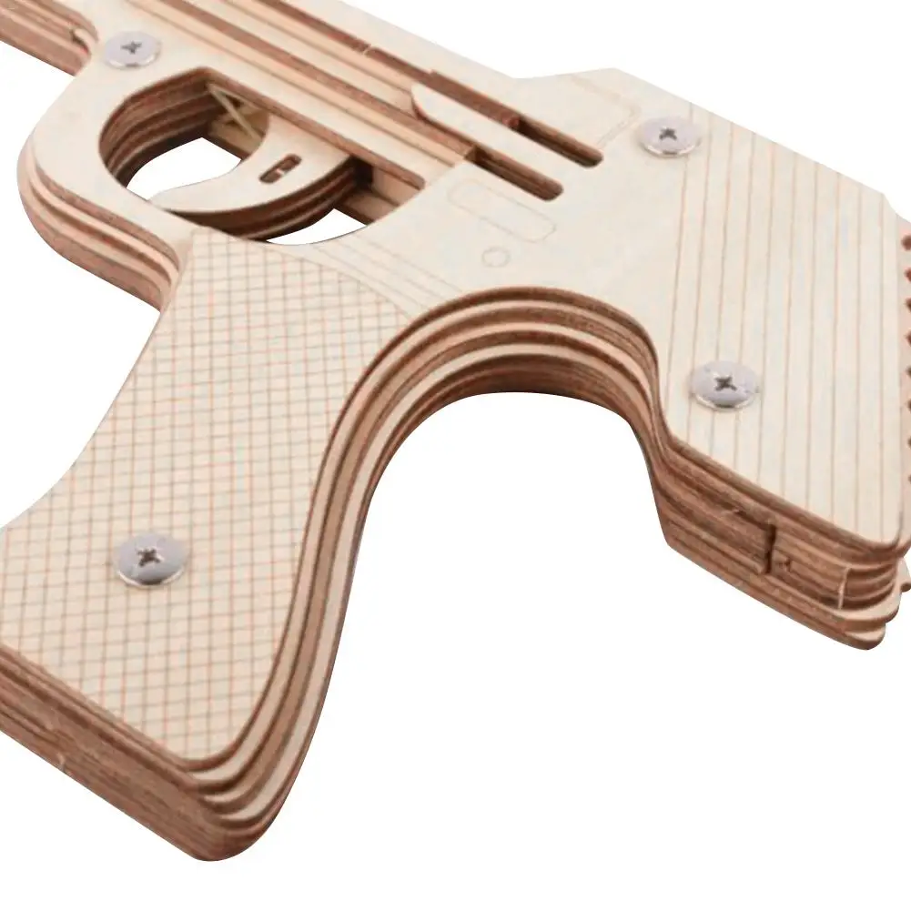 3D деревянная головоломка DIY игрушечный пистолет моделирование пуля Резиновая полоса пусковая пушка пистолет пулемет стрельба пистолеты детские игрушки модель
