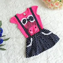 Pudcoco/ брендовый топ с рисунком для маленьких девочек, Летний комбинезон в горошек для малышей, юбка, комплект одежды
