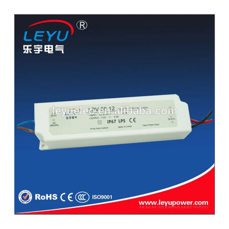 

CE RoHs waterproof led drivers 60w power plastic case class 2 LPV-60-12 single output dc to ac 5A 12v switching power suppl