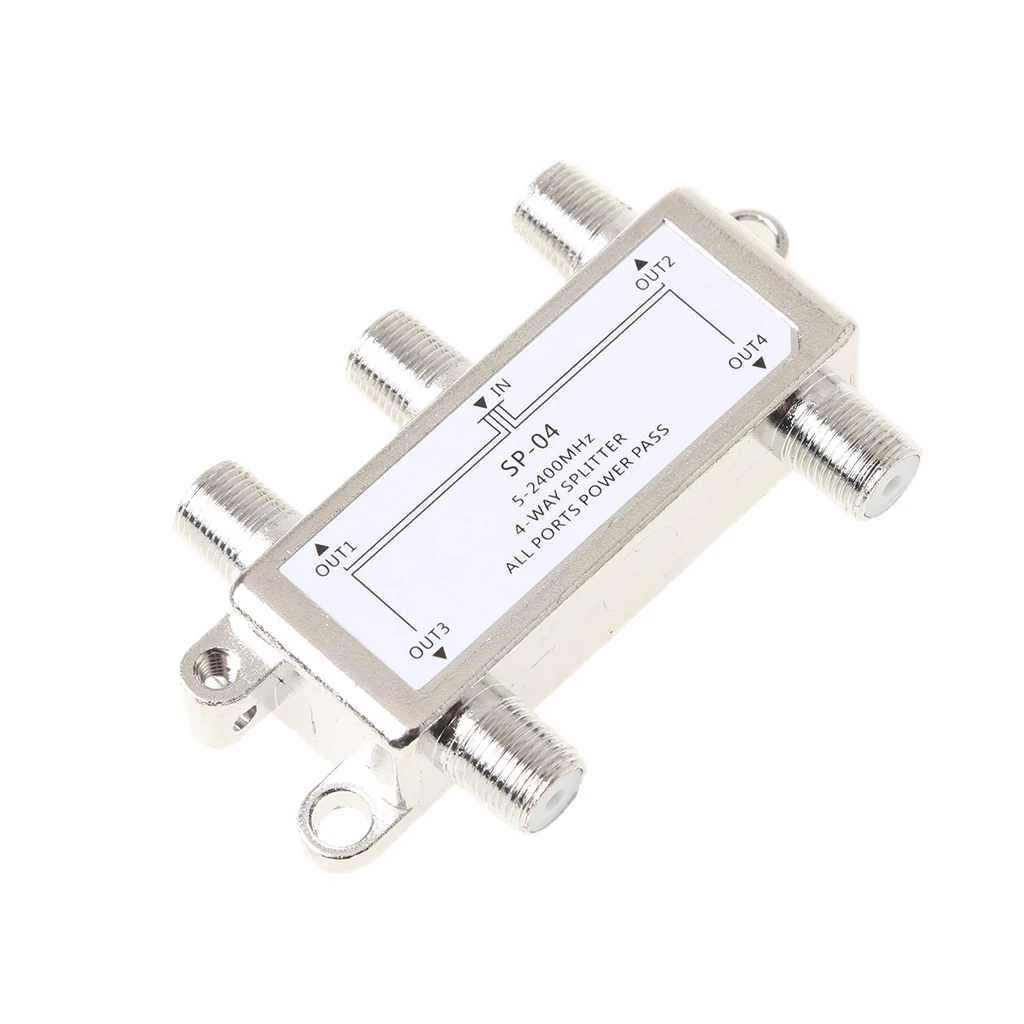 

4 Way Splitter Satellite Antenna TV 5-2400MHz Coax Cable HDTV Satellite