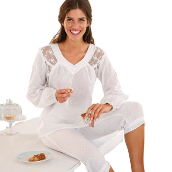 

2-piece Long sleeve pajamas women cotton with lace - 182009 PAJAMA WOMAN GIRL PYJAMAS CORSETRY/LINGERIE