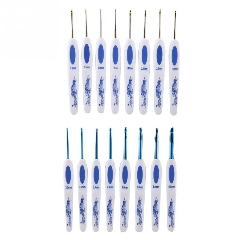 8pcs Porcelain Printing Handle Aluminium Crochet Hooks Needles Knitting Craft Yarn Sewing Tools | Дом и сад