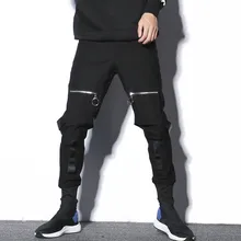 Для мужчин Уличная одежда в стиле «хип-хоп», «панк», штаны-шаровары Штаны карман на молнии штаны повседневные, спортивные штаны сценические танцевальные костюмы