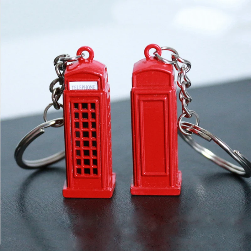 Винтажная телефонная будка Британский миниатюрный Лондонский автомобиль кольцо для ключей брелок Diecast брелок подарок для женщин девочек