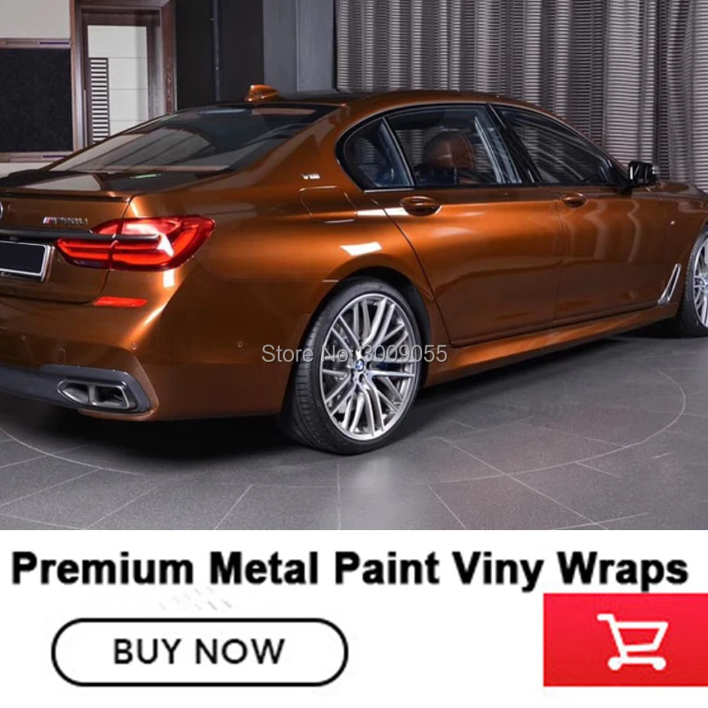

High end series Amber Brown gloss metallic Metal paint WRAPPING FILM glossy metallic vinyl Imported glue Guarantee quality