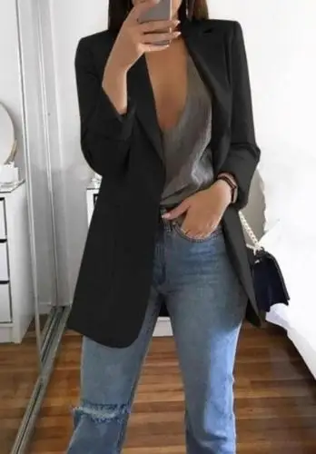 2019 Women Elegant Fashion Jacket Coat Slim Casual Business Blazer Suit Ladies Outwear New Long Sleeve 2019 Women Elegant Fashion Jacket Coat Slim Casual Business Blazer Suit Ladies Outwear New Long Sleeve