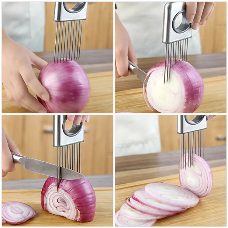

1PC Onion Tomato Holder Slicer Kitchen Tool Meat Vegetable Stainless Steel Kitchen Gadgets Cooking Tool Kitchen Accessories B4