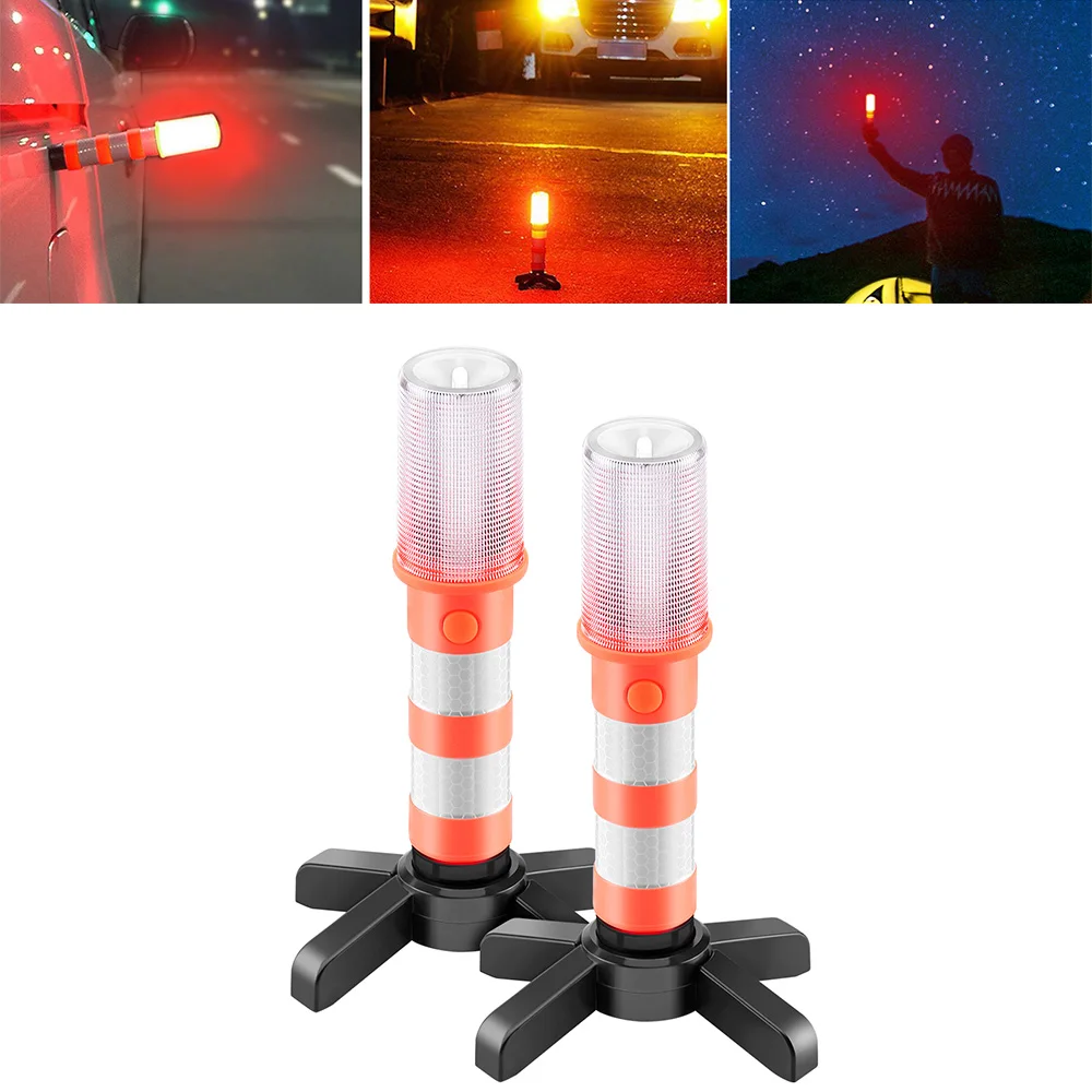 2 Pack LED Traffic Warning Light Flashlight Multifuncation