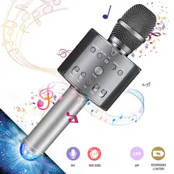 Портативный Ручной беспроводной караоке bluetooth микрофон модная вспышка светодиодный свет динамик KTV Домашний Мини микрофон для Android IOS ПК