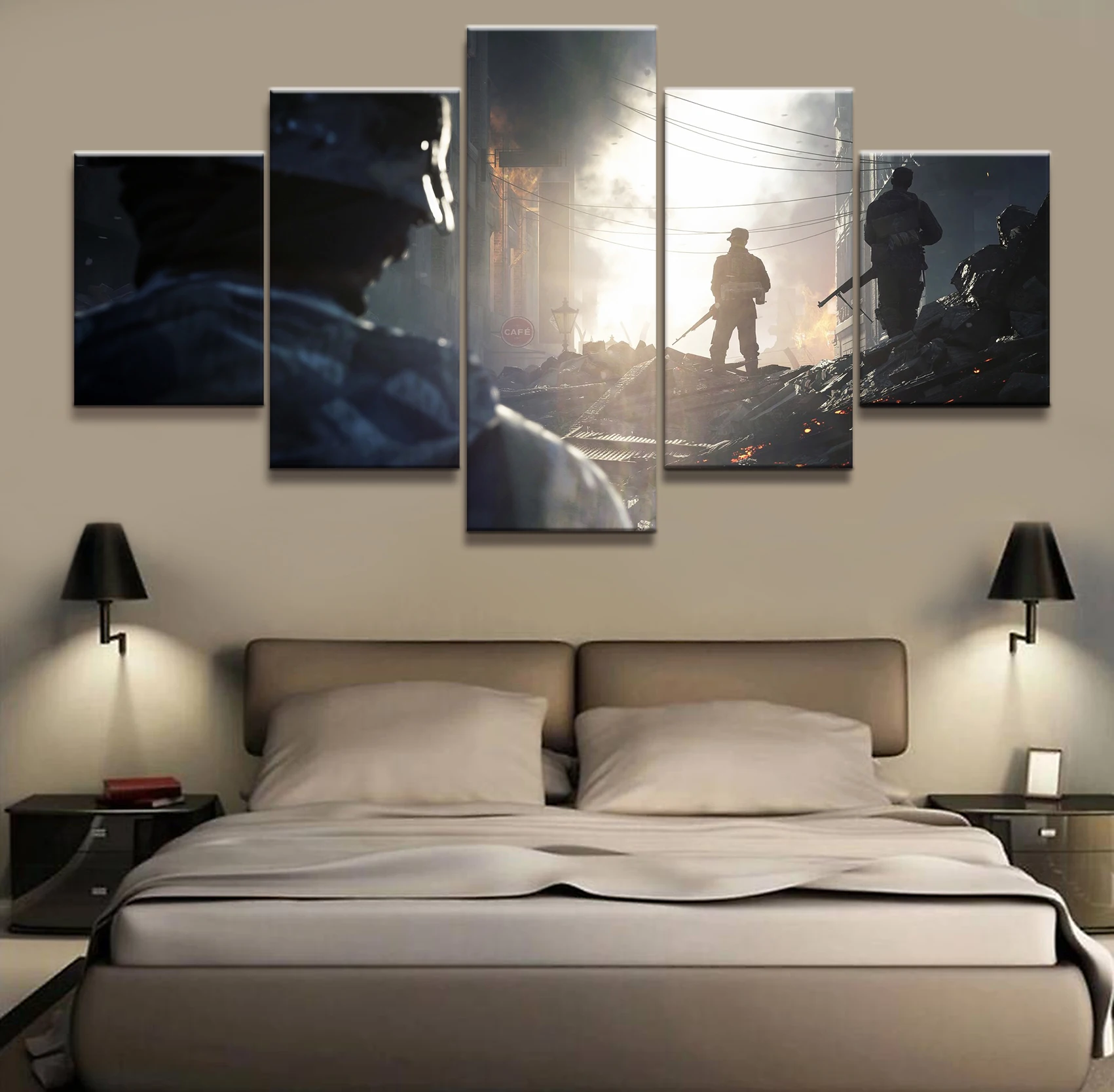

HD Printed battlefield 5 Game scenario Painting 5 piece Canvas art Print room decor print poster picture canvas Free shipping