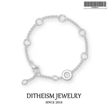 Звено цепи очаровательные браслеты круглые с петелькой с возможностью крепления подвески-талисмана, Новое серебро 925 пробы модные ювелирные изделия модный подарок для женщин