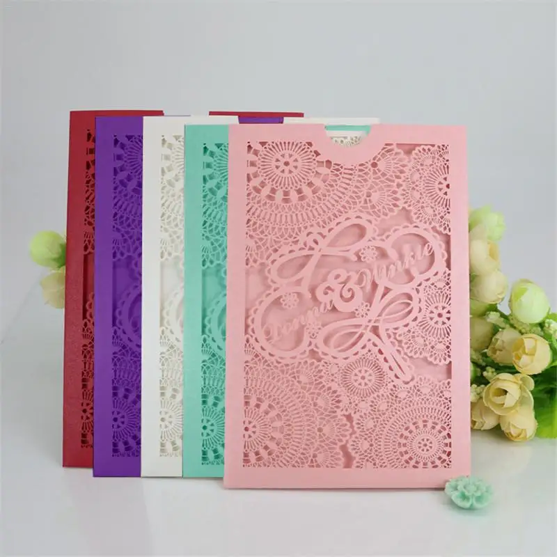  10PCS New Retro Folding Design Hollow Invitation Card Party Invitation - 32972126331