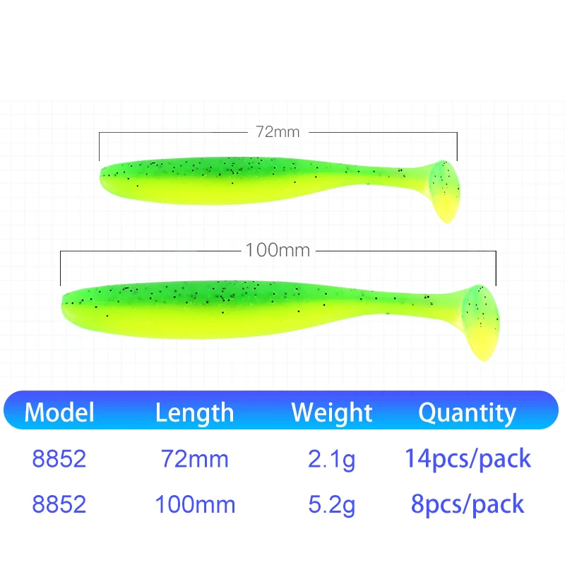 Kingdom, Мягкая приманка,, популярная рыболовная приманка, 72 мм, 100 мм, 8 шт. или 14 шт./упак., рыболовная приманка, джиг-приманка, плавающий Т-образный хвост, рыболовные приманки