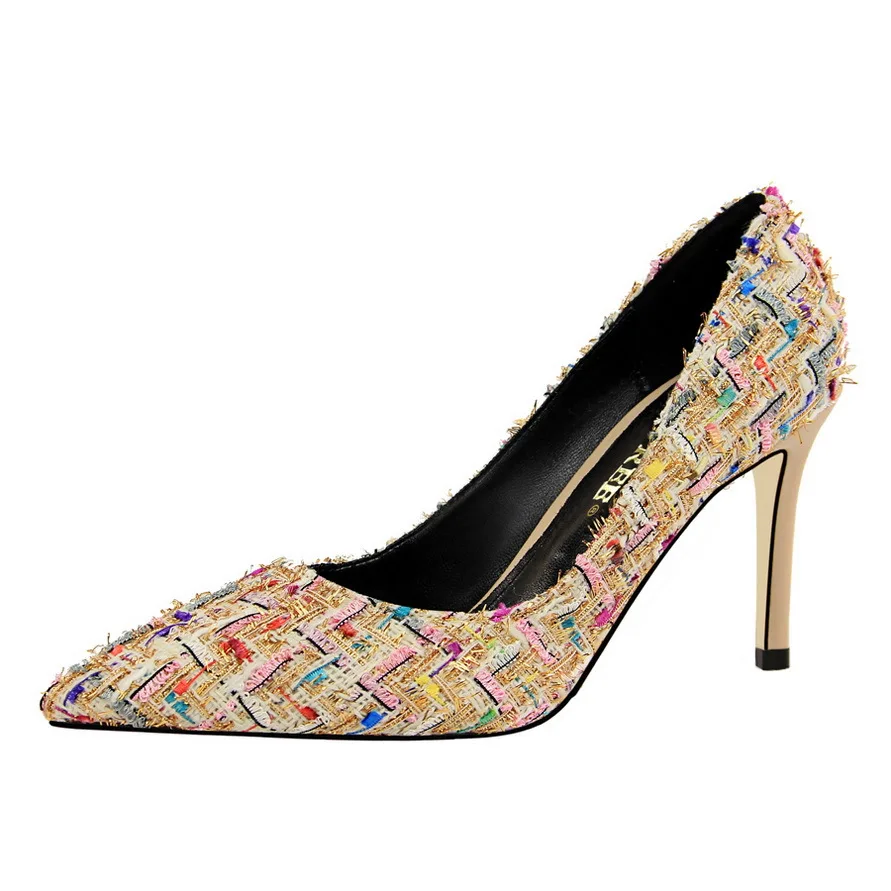 De Talons Mode Haute Mince jaune Air Simples Femmes Base Noir Pointu Pompes Loisirs Dames Clair Mesh Bout sur Super Chaussures Slip Décontracté EFFqrv