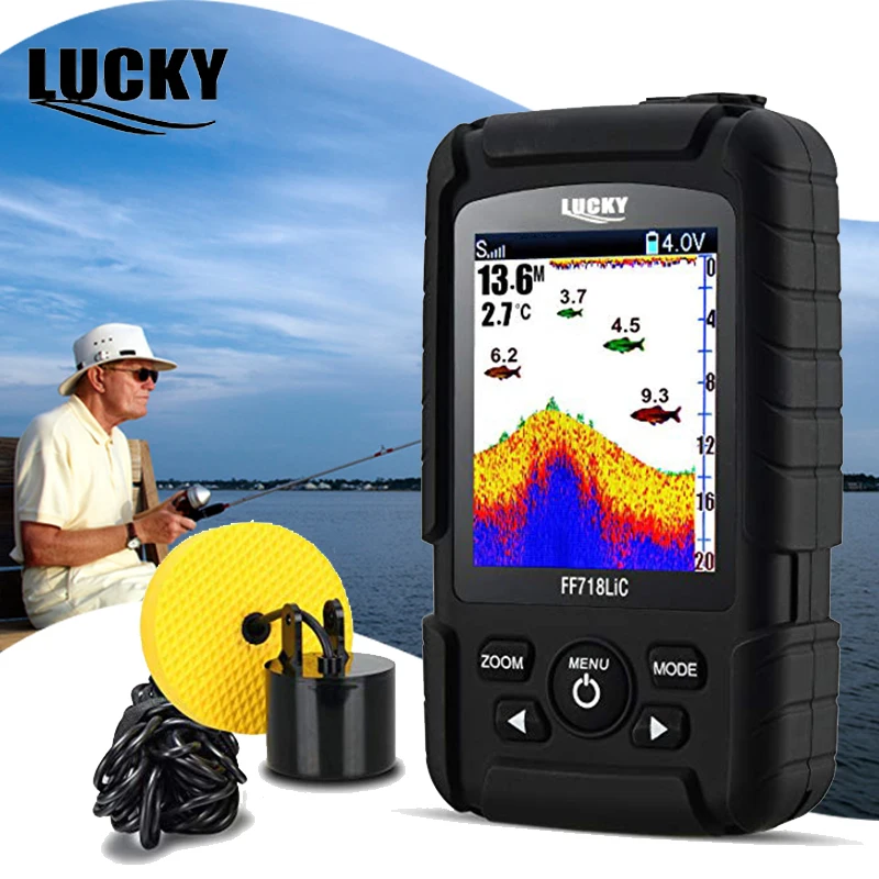 US $126.45 LUCKY Wireless Fish Finder Sonar for fishing Echo Sounder Echo Sonar Sensor Ice Fishing Color 28 LCD 328ft100m FF718LiCT