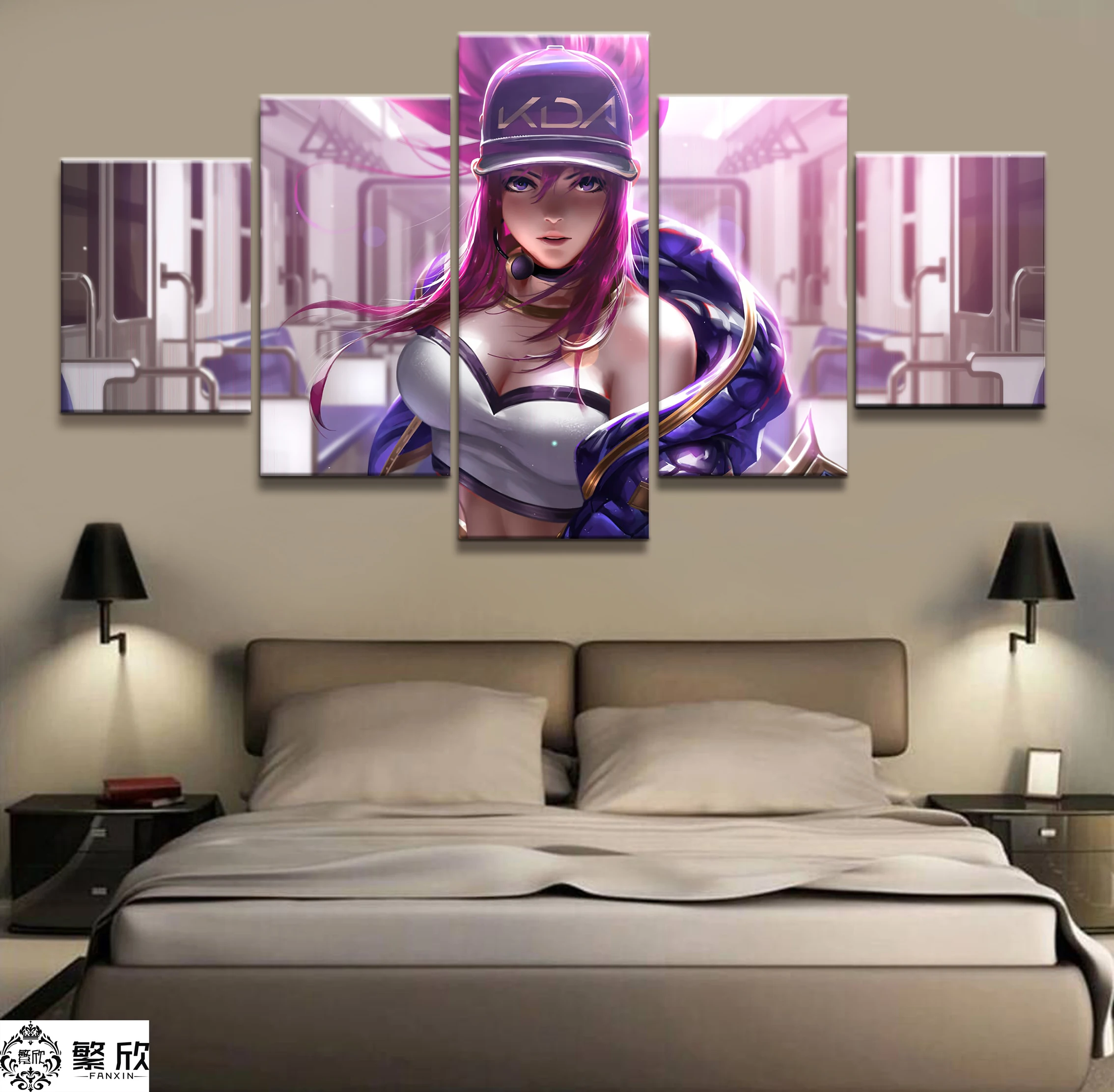 

Home Decor Modular Canvas Picture 5 Piece Akali K/DA League of Legends LOL Game Painting Poster Wall For Home Canvas Wholesale