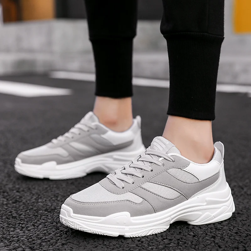 Hommes Respirant Men Men forme gray Blanc Casual Plate De White Black Printemps Chaussures Classique Avec black Sneakers' Sneakers Formateurs Chunky r4r0fq