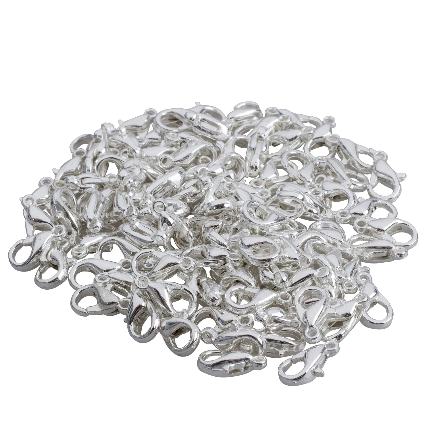

100 Silver Plated Lobster Clasps Findings 10x6mm