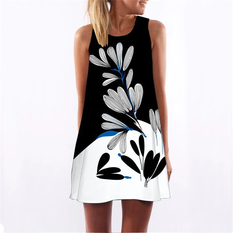 

2019 Summer Dress Women Floral Print Chiffon Sleeveless Boho Style Short Beach Dress Sundress Casual Dress Vestidos De Verano