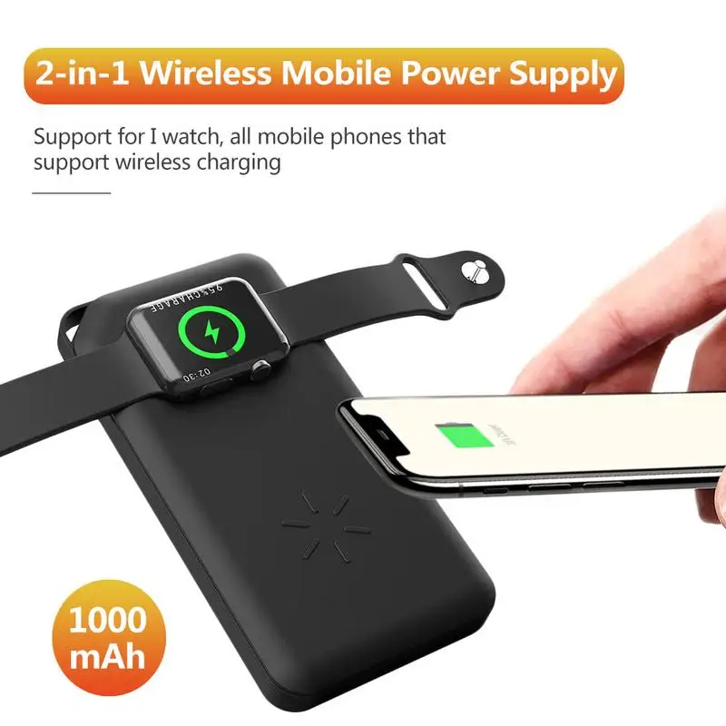 

2-in-1 Wireless Charger For IWatch Watch Mobile Phone Wireless Charger Power Bank 10000mAh Multifunctional Portable Power Source