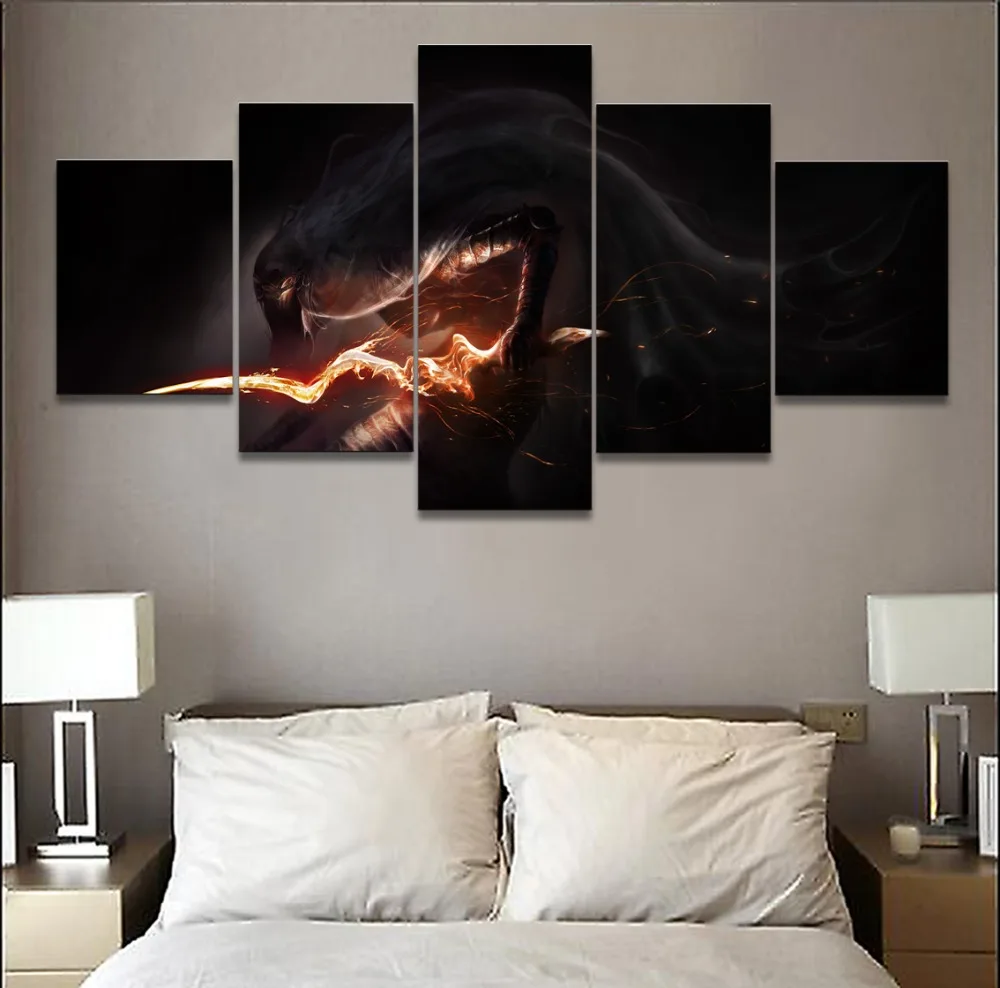 

Modular Pictures Canvas Painting Wall Art Poster 5 Panel Game Dark Souls III Role Modern Printed Artwork Home Decor For Living R