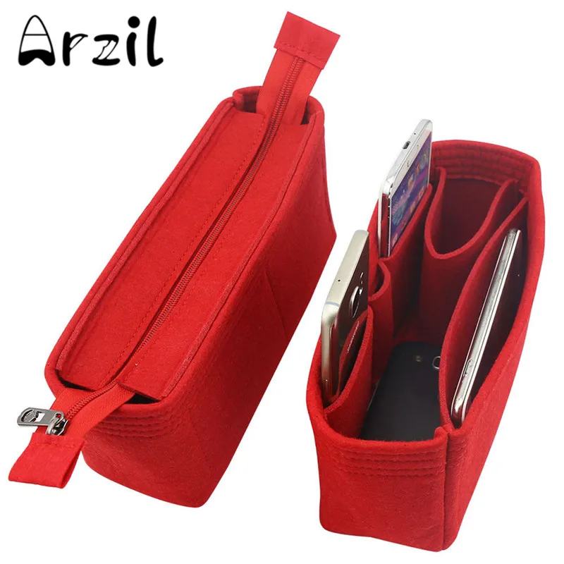

2Pcs/Set Multi Felt Insert Storage Bag Organizer Pockets Purse Cosmetics Storage Bag Holder Woman Handbag Zipper Bag 5 Colors