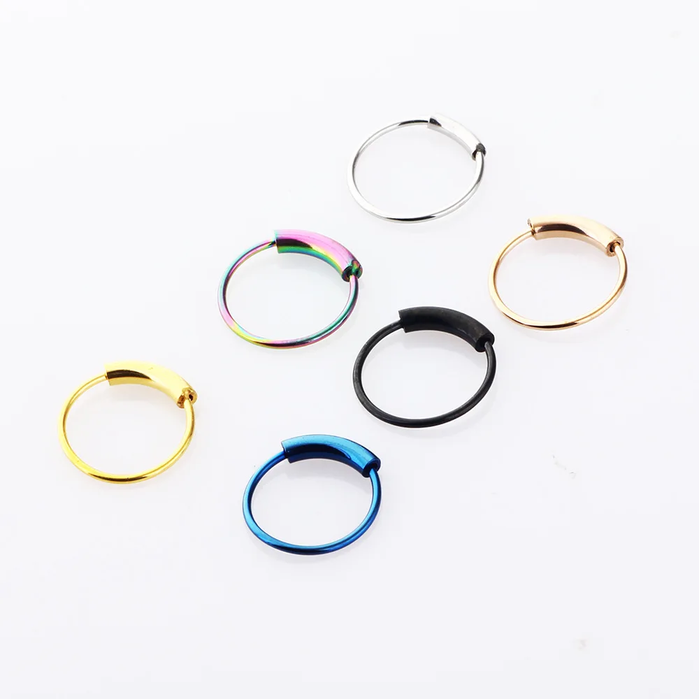 

6mm Stainless Steel Circle Nose Ring Nose Piercing Nasal Jewelry Earrings Ear Bone Nails Puncture body Jewelry