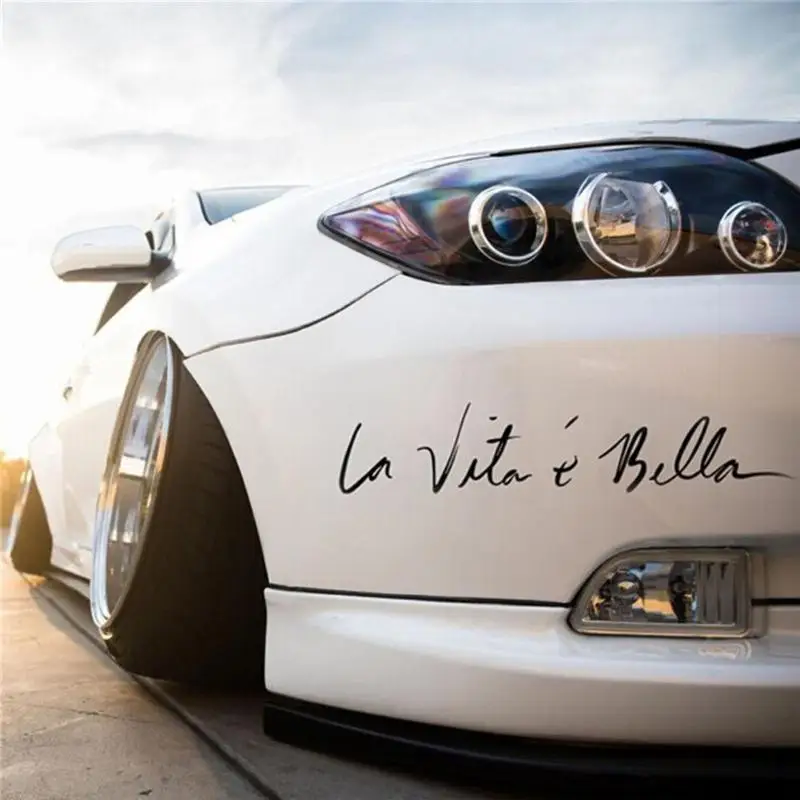Автомобильная наклейка Life is Beautiful LA VITA E BELLA отражающая надпись на ствол окна