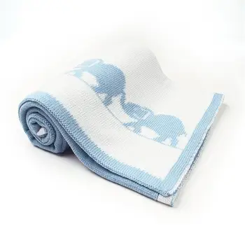

Children Toddler Baby Cartoon Elephant Wave Knitted Blanket For Boys And Girls