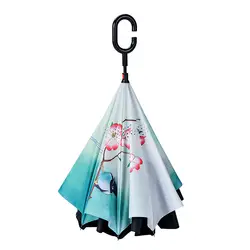 Китайский стиль Зонты цветная печать двойной обратный зонтик длинная ручка дождь зонтик CF915