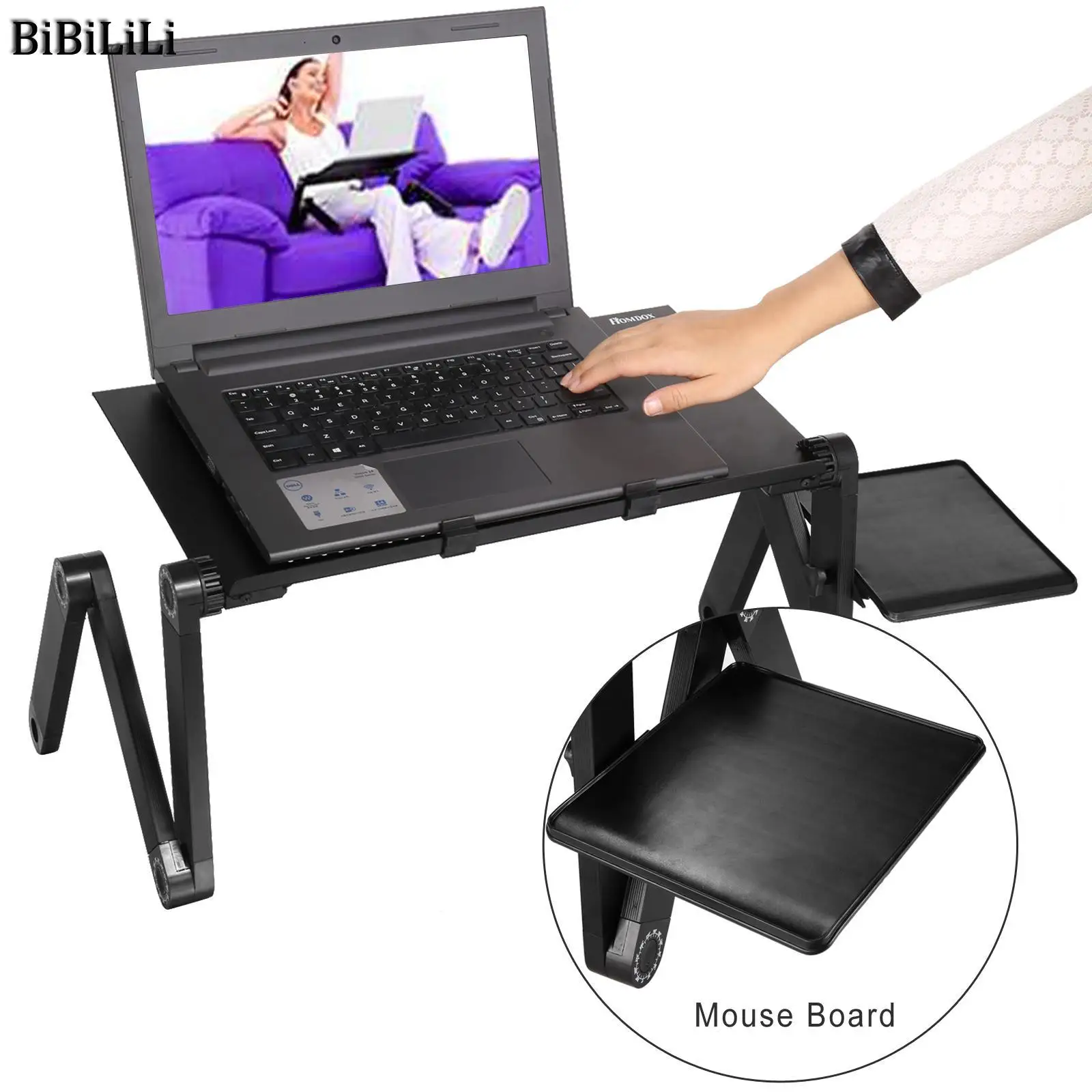 Homdox 360 Degree Adjustable Foldable Laptop Notebook Desk Table Stand With Mouse Board User Manual from 45 490mm Black