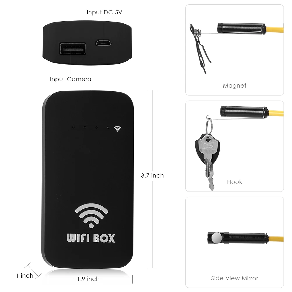 Wireless Industrial Endoscope HD1200P Wifi USB Borescope IP67 Inspection Camera With 10M Semi-Rigid Fexible Cable For Smartphone Wireless Industrial Endoscope HD1200P Wifi USB Borescope IP67 Inspection Camera With 10M Semi-Rigid Fexible Cable For Smartphone