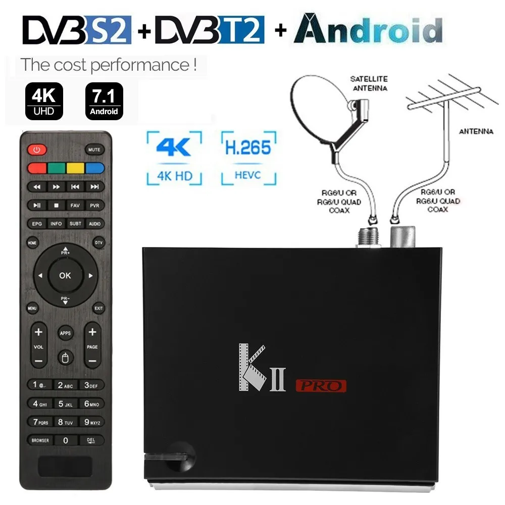 

Quad Core Android 7.1 Digital TV Box 2GB Ram Terrestrial Dual Tuner DVB T2 Receptor DVB-S2 Satellite Receiver Set Top Box BT4.0