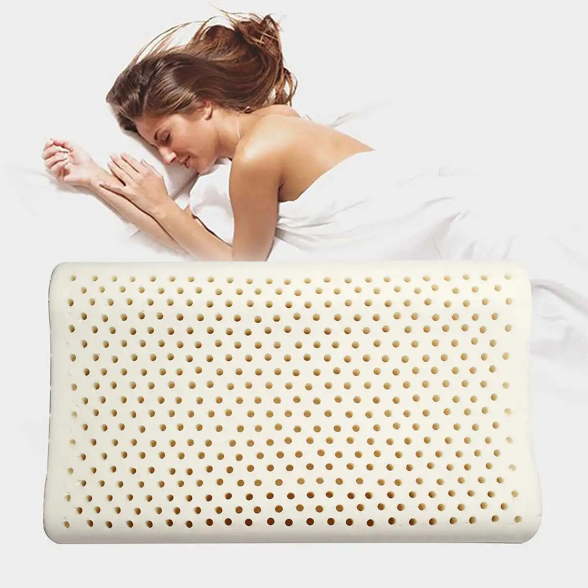 50x30x79cm Natural Latex Pillow Sleeping Cervical Massage Soft Pillow Health Neck Bonded Head