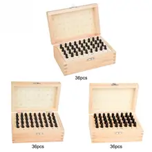 36 pces 4/5/6mm aço letra & número perfurador conjunto alfabeto selo morrer caixa de madeira caso de couro artesanato selo kit ferramenta(China)