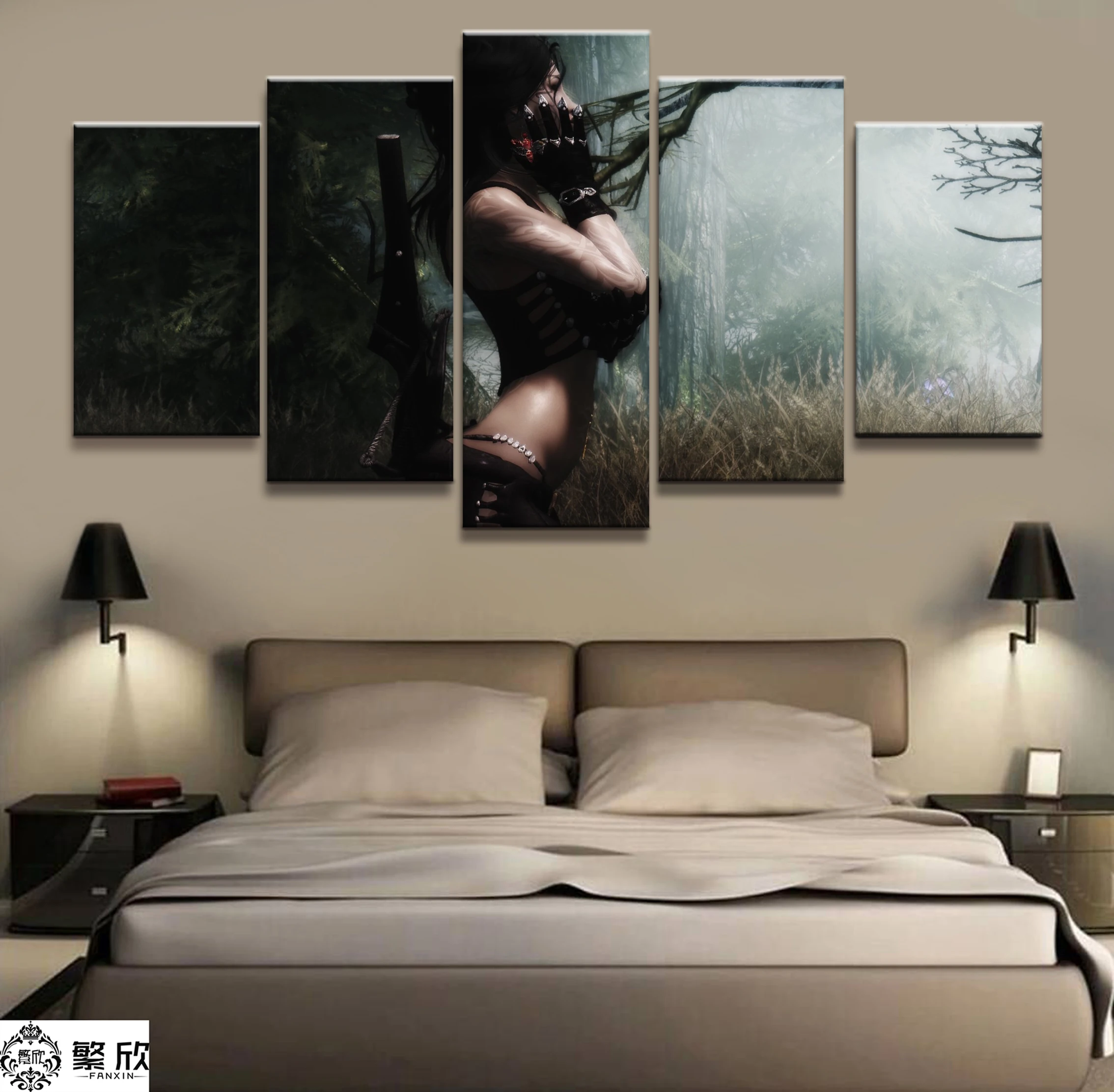 

Home Decor Modular Canvas Picture 5 Piece Elder Scrolls V Skyrim Game Painting Poster Wall For Home Canvas Painting Wholesale