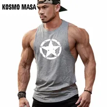 KOSMO MASA, хлопковая майка, мужская майка для тренажерного зала, фитнеса, с принтом, летняя майка для тренировки мышц, Стрингер, майка для бодибилдинга для мужчин MC0367