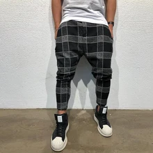 Мужские клетчатые спортивные штаны для фитнеса хип-хоп джоггеры повседневные мужские шаровары модные хлопковые брюки уличная спортивная одежда M-3XL