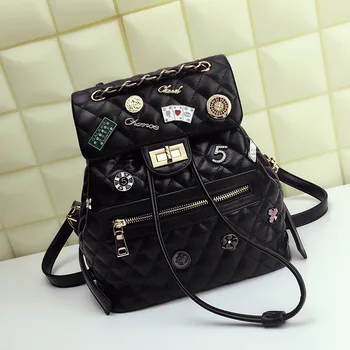 

2019 PVC Leather Women Back pack 2018 Fashion Backpack Small Backpacks For Girls Travel Flap Silver Bag Female Bagpack On Sales